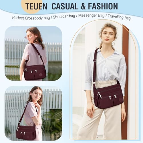 Image of Nylon Crossbody Bags for Women Waterproof Lightweight Large Travel Purses Multi-Pocket Pocketbooks Shoulder Bag