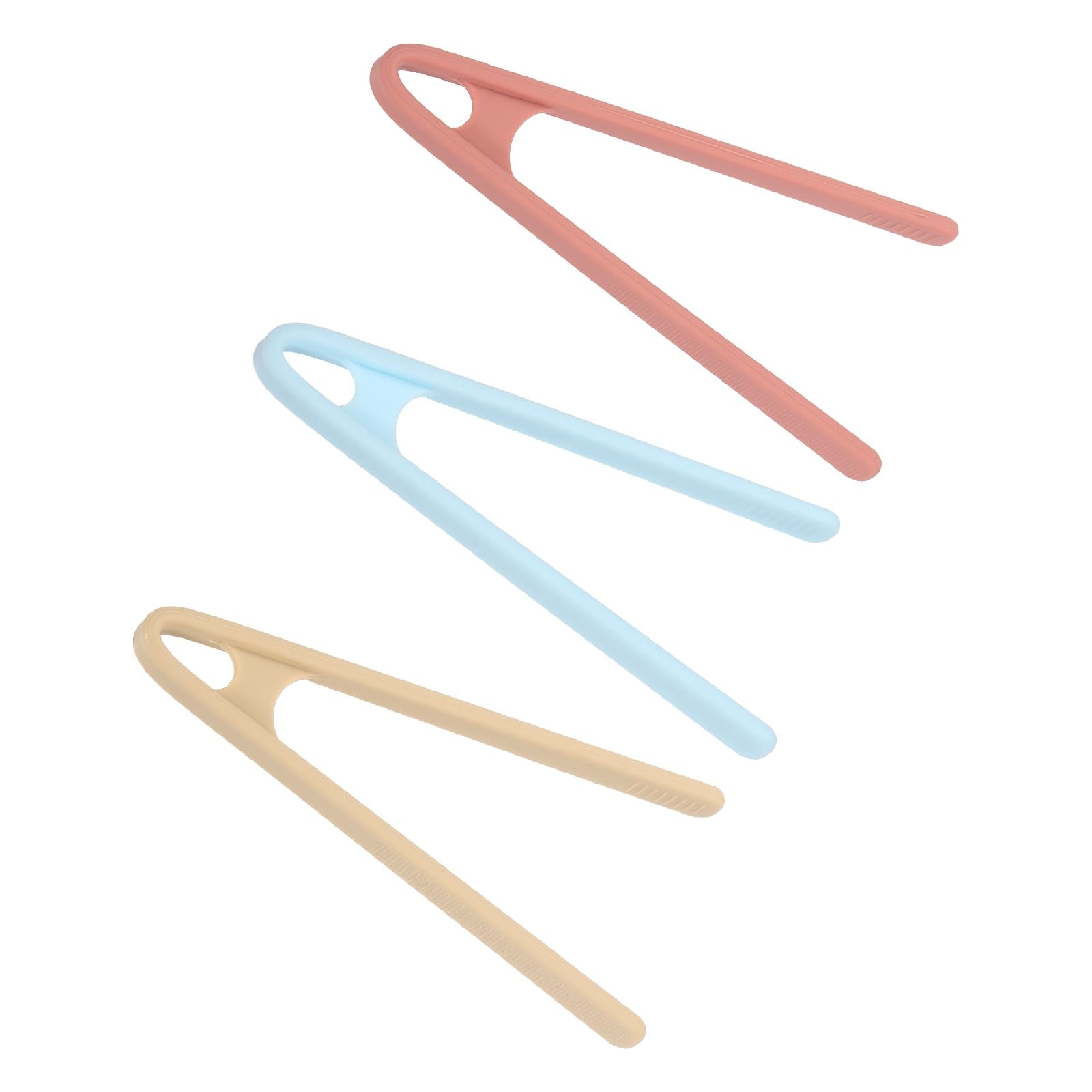 sourcing map 3Pcs Mini Tongs Silicone, 14cm Toast Tongs Heat Resistant Kitchen Cooking Food Grippers Non-Slip for Toaster Salad Ice Cubes Fruits Sugar BBQ, Pink/Blue/Yellow