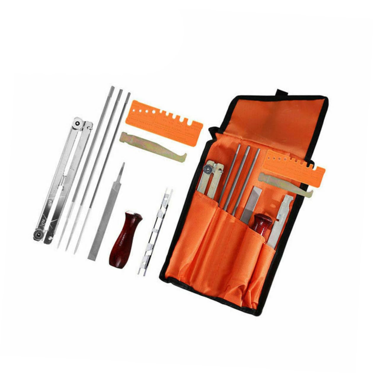 Kit di Affilatura Catena Motosega 10 Pezzi in Metallo, Resistente All'usura, Portatile, per Manutenzione Catene