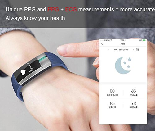 L@YC Smart Bracelet Hand Ring Health Movement Bluetooth Fitness Tracker Monitoring Heart Rate and Blood Pressure Electrocardiogram with Android and iOS Phone, Green