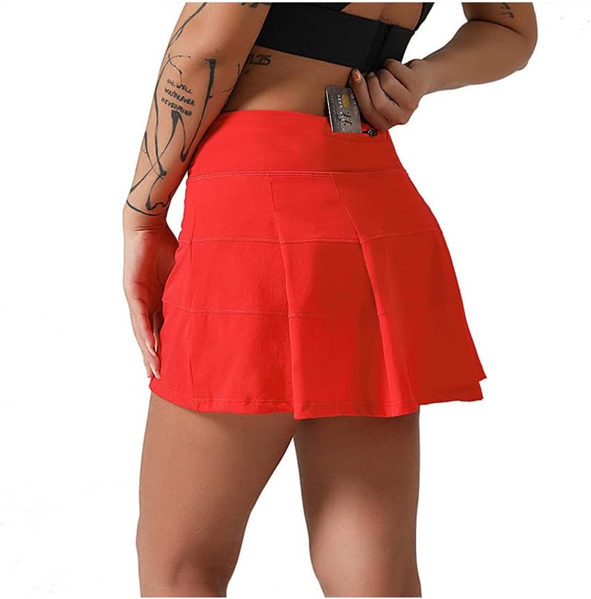 BaronHong Pleated Tennis Skirts for Women with Shorts Pockets High Waisted Athletic Golf Skorts Quick Dry Sports