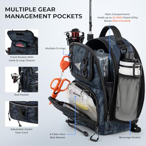 Image of KastKing BaitSpace Fishing Sling Bag, Fishing Backpack with Rod Holder