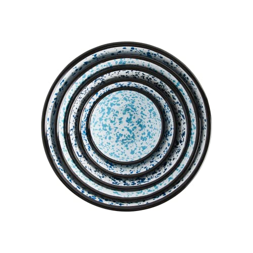 Creative Co-Op Cottagecore Enameled Metal Mixing Bowls With Splatter Pattern, Blue And White, Set Of 5 Sizes #TOP5