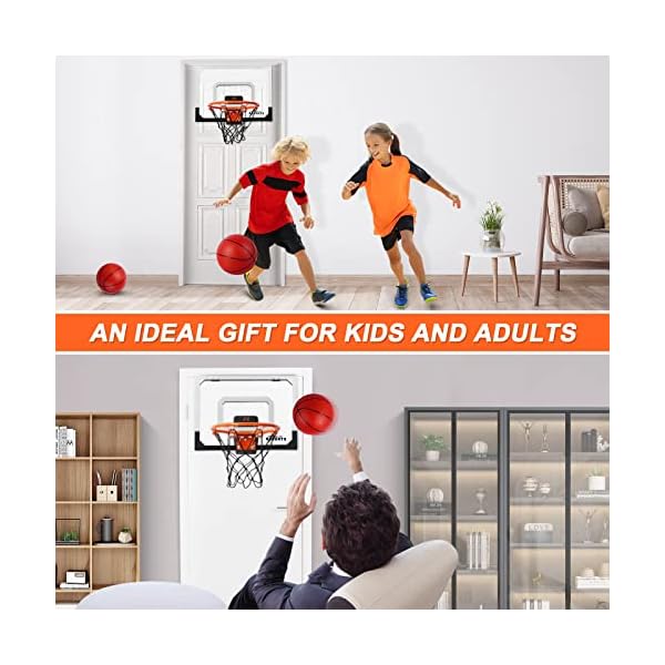 Over The Door Basketball Hoop with Electronic Scoreboard Indoor Basketball Hoop for Kids and