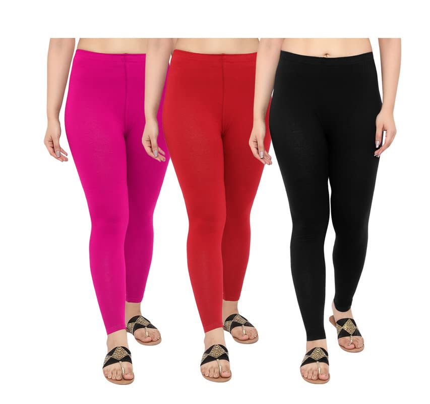 Image of NGT Super Cotton (Pack of 3) Ankle Length Leggings for Women and Girls.