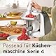 Bosch Fleischwolf MUZ5FW1, Fleischwolf-Aufsatz, Stopfer, Edelstahl Loch-Scheibe 4,5 mm, auch für Fisch und Gemüse, passend für Küchenmaschine Serie 4