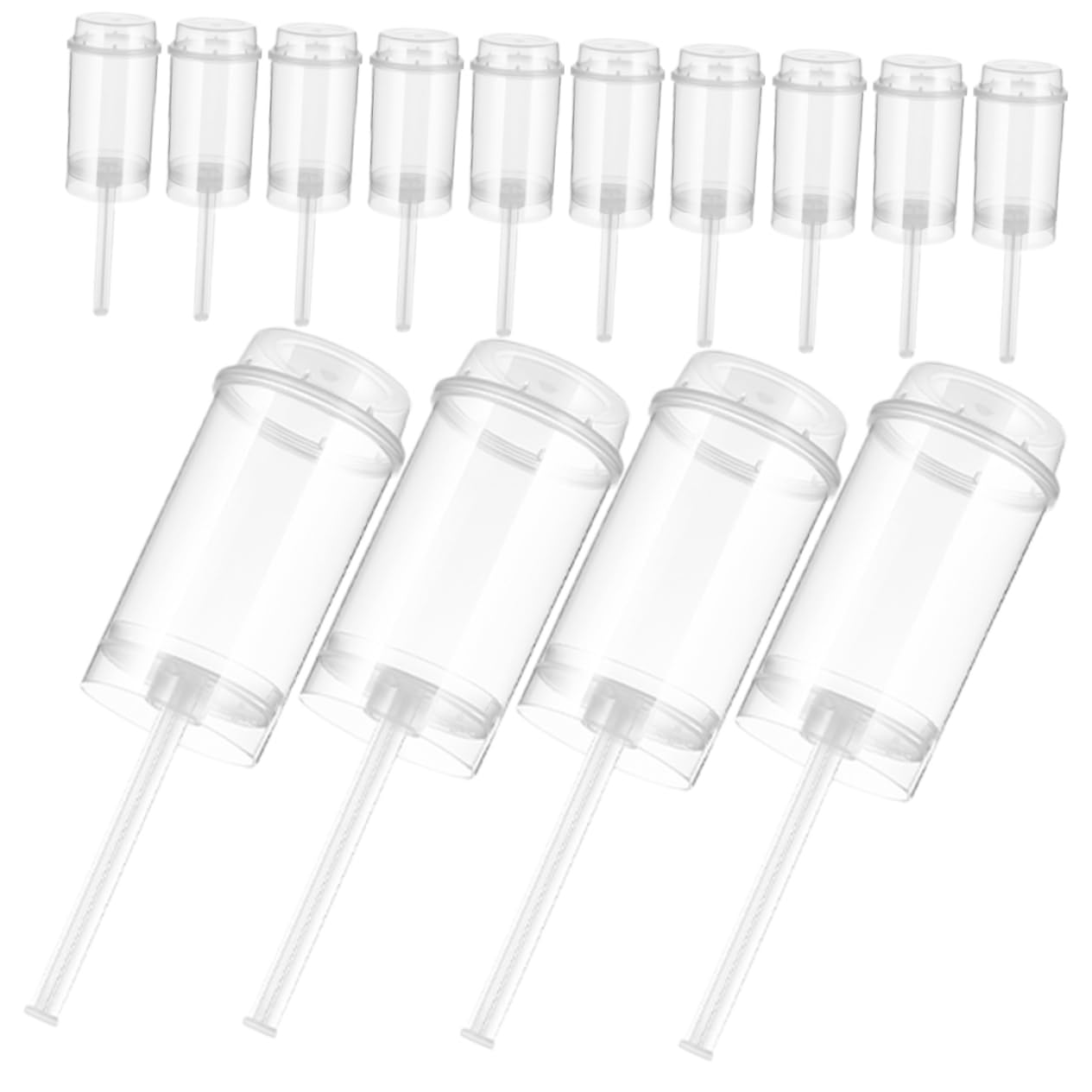 SOLUSTRE 30Pcs Clear Cake Push Containers Round Shape DIY Cake Molds Sturdy Material Leak Design for Ice Jelly Cheesecakes and More