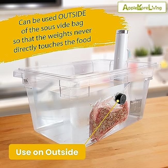 Sous Vide Weighted Magnets | Powerful Food Safe Magnets | Keep Sous Vide Bags Fully Submerged in a Sous Vide Container | Better than Sous Vide Clips and Racks (Matte Black - 8 Pack)