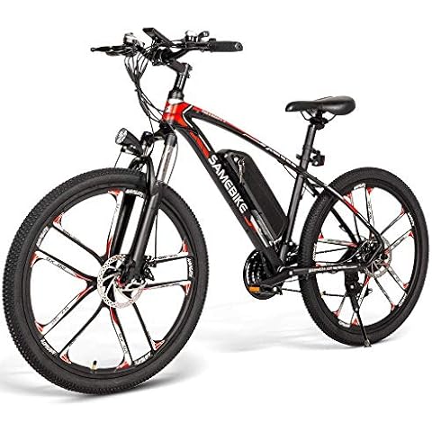 SAMEBIKE MY-SM26 Electric Mountain Bike 48V8AH Commuter Bicycle 26 inch SHIMANO 21 Speed Magnesium Alloy Wheel for Adults (Black) Cover