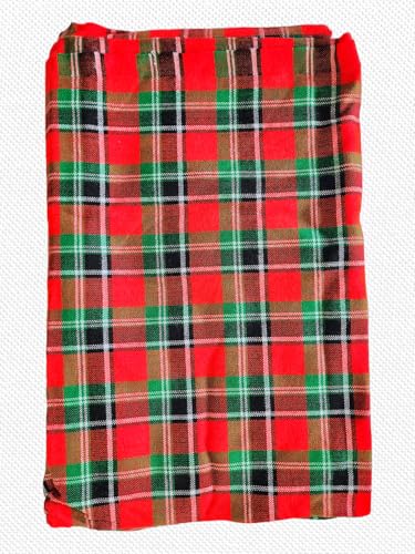 African Plaid Patterned Maasai Blanket/Shuka | Multi-Purpose Throw Blanket, Travel Blanket, Couch & Sofa Cover, Camping, Picnic & Beach Mat, Shawl & Home Décor | Multi-Color – Red/Green/Black Plaid.