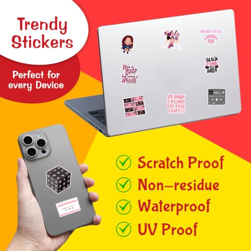 Image of CodersParadise K-Pop Girl Group Stickers Pack - 58PCS Premium Waterproof Vinyl Aesthetic Fan Stickers for Laptop, Phone, Water Bottle, Notebook, Diary & Journal Decoration for Teens & Girls