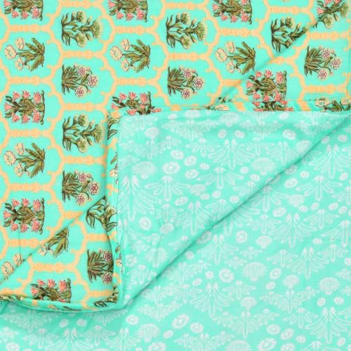 Image of Home Ecstasy 100% Cotton Mulmul Reversible Dohar for Single Bed 210 GSM (56 x 88 inches), Green