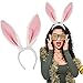 Aularso Bunny Ears Headband Pink Rabbit Ears Headdress Christmas Party Princess Cosplay Costume Decorationes Hair Accessories for Women and Girls (Pink-1)