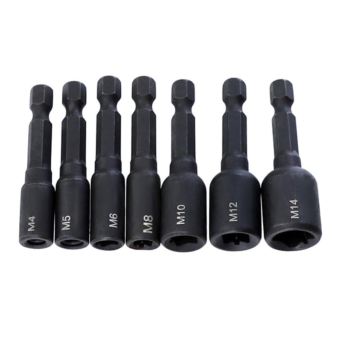 Juego de adaptadores de llave de rosca de aleación de acero, 7 piezas de vástago hexagonal de 1/4 para roscado M4-M14, portabrocas resistente al desgaste para hacer moldes de reparación de automóviles