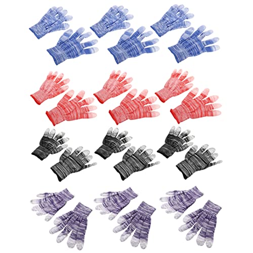 jojofuny 12 Pares De Guantes De Costura Con Dedos Pintados Perforar La Manopla Guantes De Trabajo Transpirables Mitones Guantes De Trabajo Guantes De Trabajo Protectores Guantes De