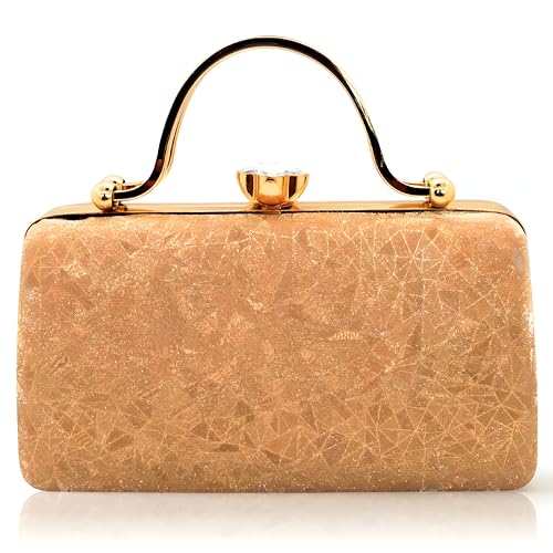 Image of SLARA Women's Evening Clutch Bag for Women, Glitter Pattern, Crystal Clasp Handbag, Perfect for Weddings, Parties, and Special Events