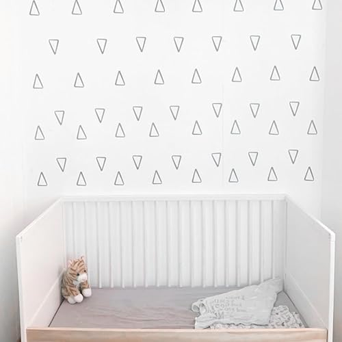 Miniatura 2 de Vieli Arte Triángulos transparentes negros dibujados a mano. Adhesivo de vinilo para pared, decoración de guardería, 60 piezas. Triángulo tribal