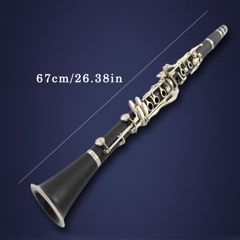 clarinet in B flat，beginner's performance, professional playing instrument with box, cleaning kit.