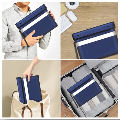 Image of Fireproof Bag Dual Reflective Strips, Waterproof Zipper, 5200F Heat | Fireproof Waterproof Bag, 13.9x10.6 Inch with Hand Strap for Cash, Documents, Jewelry & Valuables at Home, Office or Travel