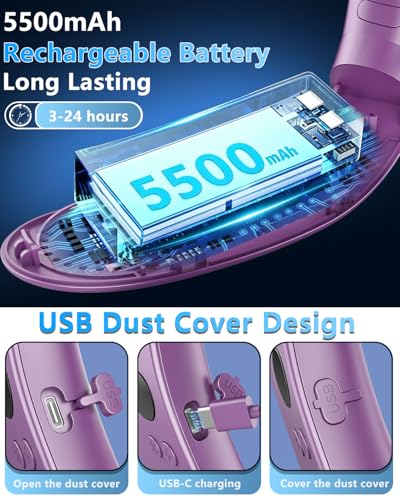 Image of Neck Fan with Cooling Plate-35dB Quiet Powerful fans that blow cold air-5 Speed&Power LED Display-24H USB 5500mAh Bladeless Wearable Personal AC Cooler for Women,Men,Kids,Travel,Outside,Indoor Black