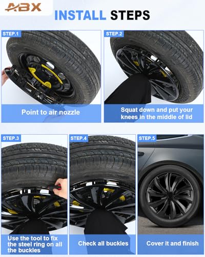 Image of ABX Hubcap Wheel Covers Hub Caps 15 Inch Set of 4 Black & Silver Universal Wheel Rim Cover R15 Stylish Car Decor Wheel Covers for Toyota Camry Nissan Mazda (black-11, 15 inch)