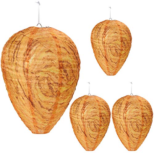 DECYOOL 4 Pack Wasp Nest Decoy Wasp Deterrent for Hornets Yellow Jackets Outdoor Waterproof Material