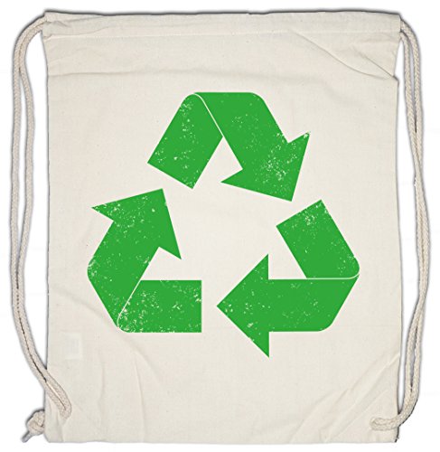 Urban Backwoods The Big Black Vintage Recycle Logo II Bolsa de Cuerdas con Cordón Gimnasio