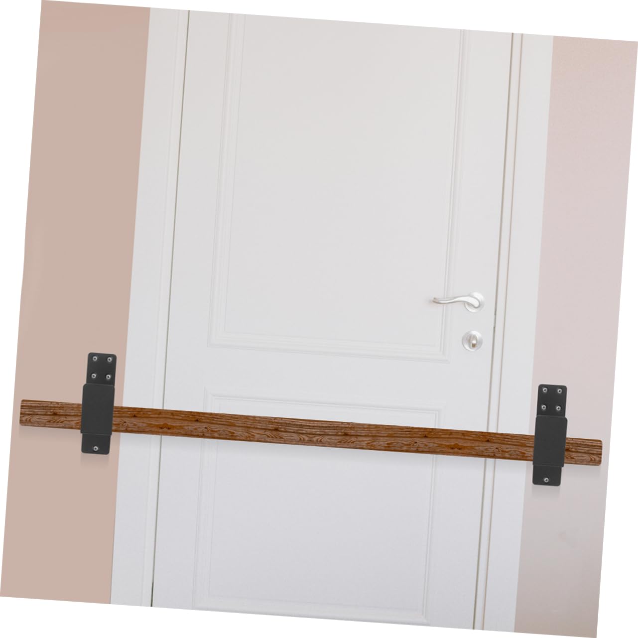 WOONEKY Support de Barre de Sécurité pour Porte, Acier Noir, Forme en U, Maintien Stable, pour Porte D’entrée Sous-sol, Sécurité Renforcée