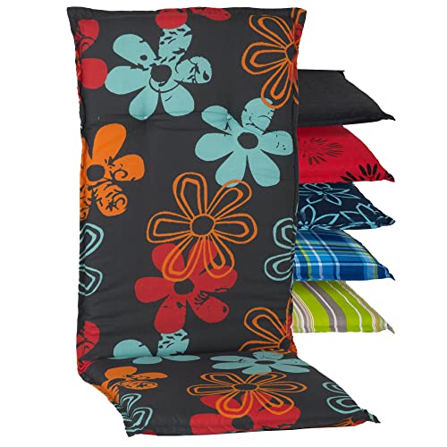 Beo Coussin pour Fauteuil à Dossier Haut en Fleurs, Orange, Turquoise, Rouge, 1 pièce (1 pièce)