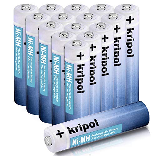 KRIPOL Pilas Recargables AAA NiMH 1000mAh bateria Recargable Alta Capacidad y Bajo Nivel de autodescarga 1.2V,16 Piezas Cover