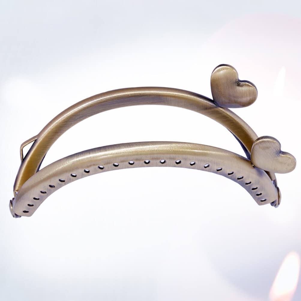 SUPVOX 10psc 8.5cm Marco Monedero Cierre Semicírculo Con Corazón Metal Cierre De Boquilla Retro Para Fabricación De Monederos