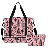 Travel Duffel Tote Bag Black Gothic Moon Spider Webs and Bats Sports Duffel Bag with Wet Pocket Weekender Overnight Bag for Women Men Gym Bag, Carry On Bag Hospital Bag for Labor and Delivery