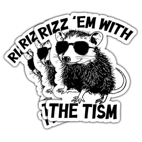 3 Pcs Rizz Em with The Tism Sticker, Meme Stickers for Adults, Dark Humor Gen X Stickers, Sleep Token Sticker - Funny Vinyl Stickers for Water Bottles Laptop Phone Car Window Helmet 3 Inches