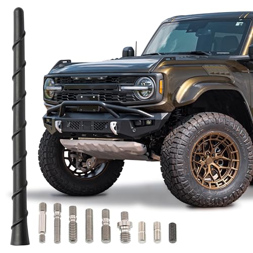 Votex Universal Short Rubber Spiral Antenna Kit – Enhanced Reception, Carwash Proof, Flexible and Durable with Tuned Copper Coil and Stainless Steel Threading – for Trucks, Cars & SUVs, 8