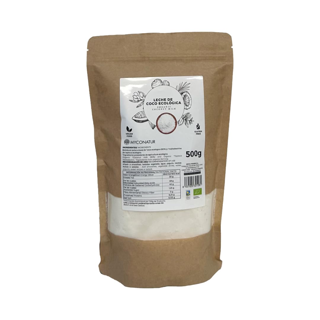 Leche de coco ecológica Myconatur 500gr BIO Sin gluten Vegana
