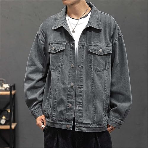 Mens Fashion Denim Jackets Casual Loose Fit Button Down Denim Trucker Jackets Long Sleeve Distressed Cowboys Jacket2