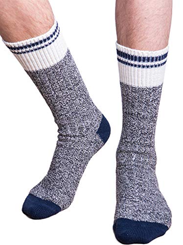 Men's Fuzzy Cabin Winter Wool Thick Knit Vintage Comfort Thermal Crew Socks (1 Pair Pack, Grey)