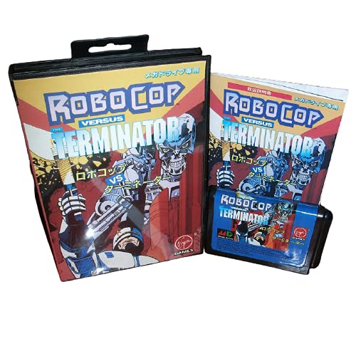 Aditi Robocop VS Terminator Japan Cover with Box and English Manual for MD MegaDrive Genesis Video Game Console 16 bit MD Card (USA EU Case)