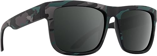 SPY Discord óptico, lentes de sol cuadrados, lentes que mejoran el color y el contraste, Stealth Camo - HD Plus gris verde con lentes de espejo