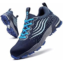 Zapatos De Trabajo Para Mujer Con Punta De Acero Zapatos de Seguridad para Hombre Mujer Zapatillas Trabajo Comodo Ligero Calzado de Seguridad con Punta de Acero Transpirable Azul 44