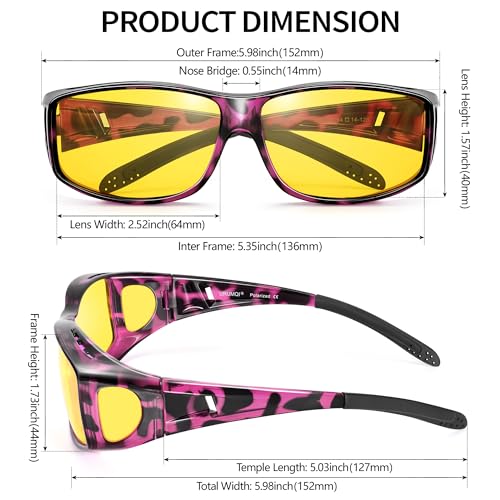 Image of URUMQI Night Vision Driving Glasses Fit Over Eyeglasses for Men Women