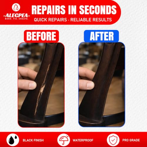 Image of ALECPEA Black Wood Glue, Thin CA Glue for Dark Wood, 30g with 3 Droppers | Fast 15 Second Set, 12-Hour Full Cure, Deep-Grain Flow For Ebony-Tone Furniture, Crafts, And Models