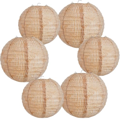 Hortsun 6 Pcs Print Burlap Paper Lanterns Round Chinese Paper Lanterns Decorative Farmhouse Classroom Decor Home Sweet Classroom Birthday Party Ceremonial Event (8 Inch,10 Inch)