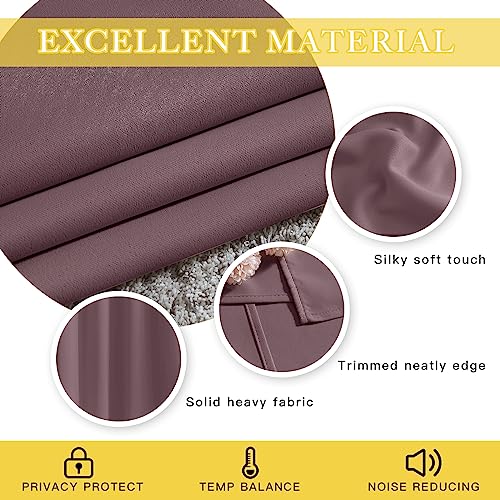 NICETOWN Wide Curtain 84 inch Length for Living Room, Grommet Thermal Insulated Blackout Room Divider Curtain Sound Proof Light Blocking for Patio/French Door (Dry Rose, 1 Panel, W80 x L84)