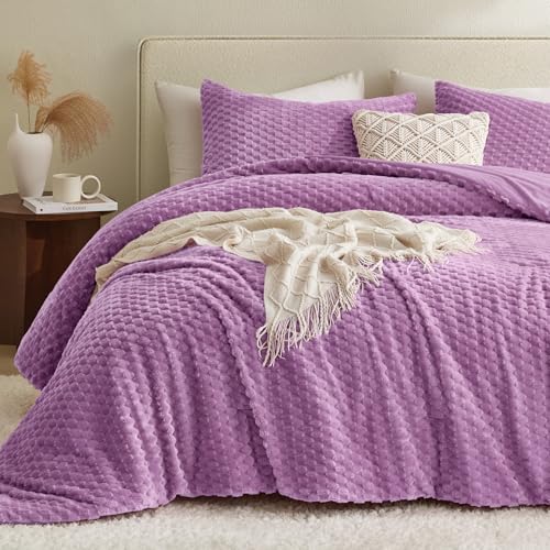Petrichor Fluffy Twin Comforter Set - Ultra-Soft Lavender Flannel Thick