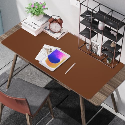 Image of Leather Desk Pad Protector,Mouse Pad,Office Desk Mat, Non-Slip PU Leather Desk Blotter,Large Desk mat,Waterproof Keyboard mat for Office /Home /Decor (Brown,48 inch x 24 inch)