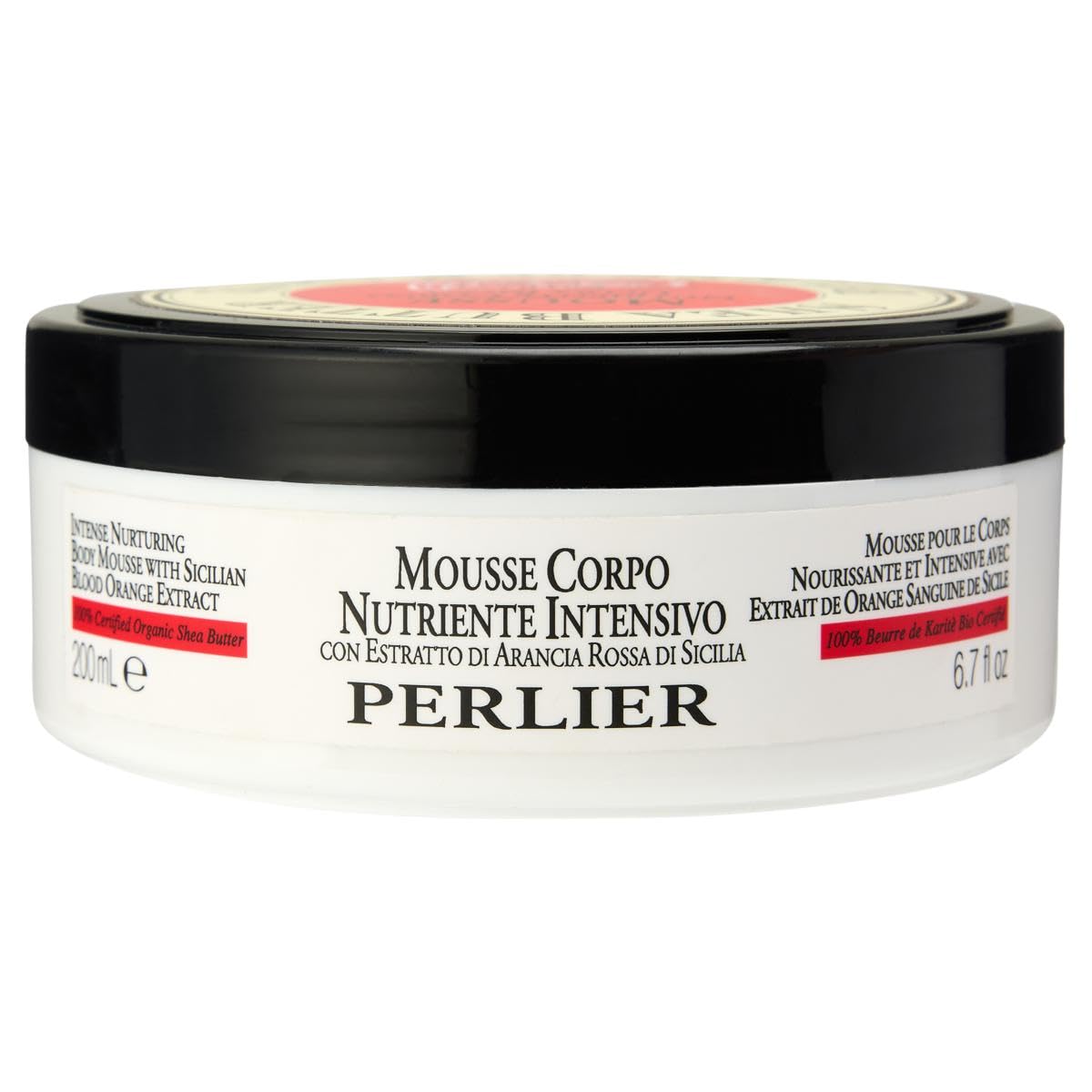 Perlier Shea & Sicilian Blood Orange Body Mousse, Ultra-Rich Moisturizing Cream, 6.7 fl. oz