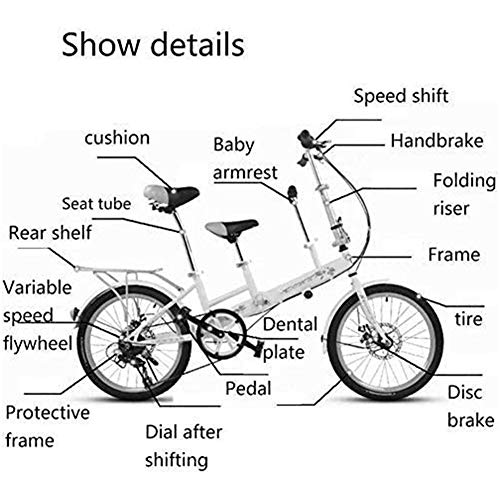 DSHUJC Die Klappfahrräder, Mutter-Kind-Klapprad Mutter Fahrrad 20-Zoll-Auto mit Variabler Drehzahl Kind-Auto-Scheibenbremse Mutter mit Kind Fahrrad, für Eltern-Kind – Bild 3