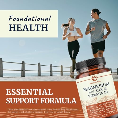 Image of Magnesium Zinc & Vitamin D3 | 260MG Complex | High Absorption Mag Citrate, Glycinate & Malate | Muscle, Nerve Function & Bone Health Support | Zinc and Magnesium Supplement with VIT D3 | 60 Ct.