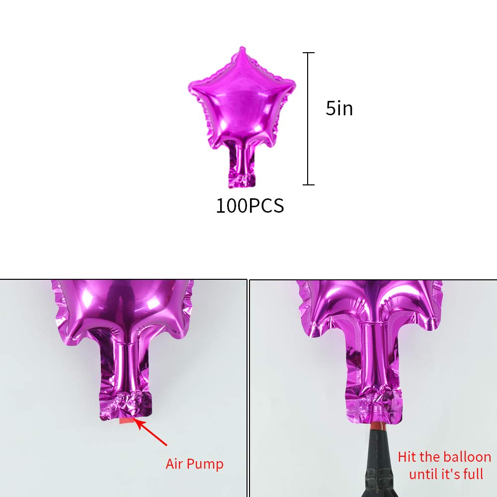 100 Pcs 5'' Rose red star shaped Balloons Foil Balloons Mylar Balloons for Baby Shower, Gender Reveal, Wedding, birthday or Engagement Party Decoration (Rose red)
